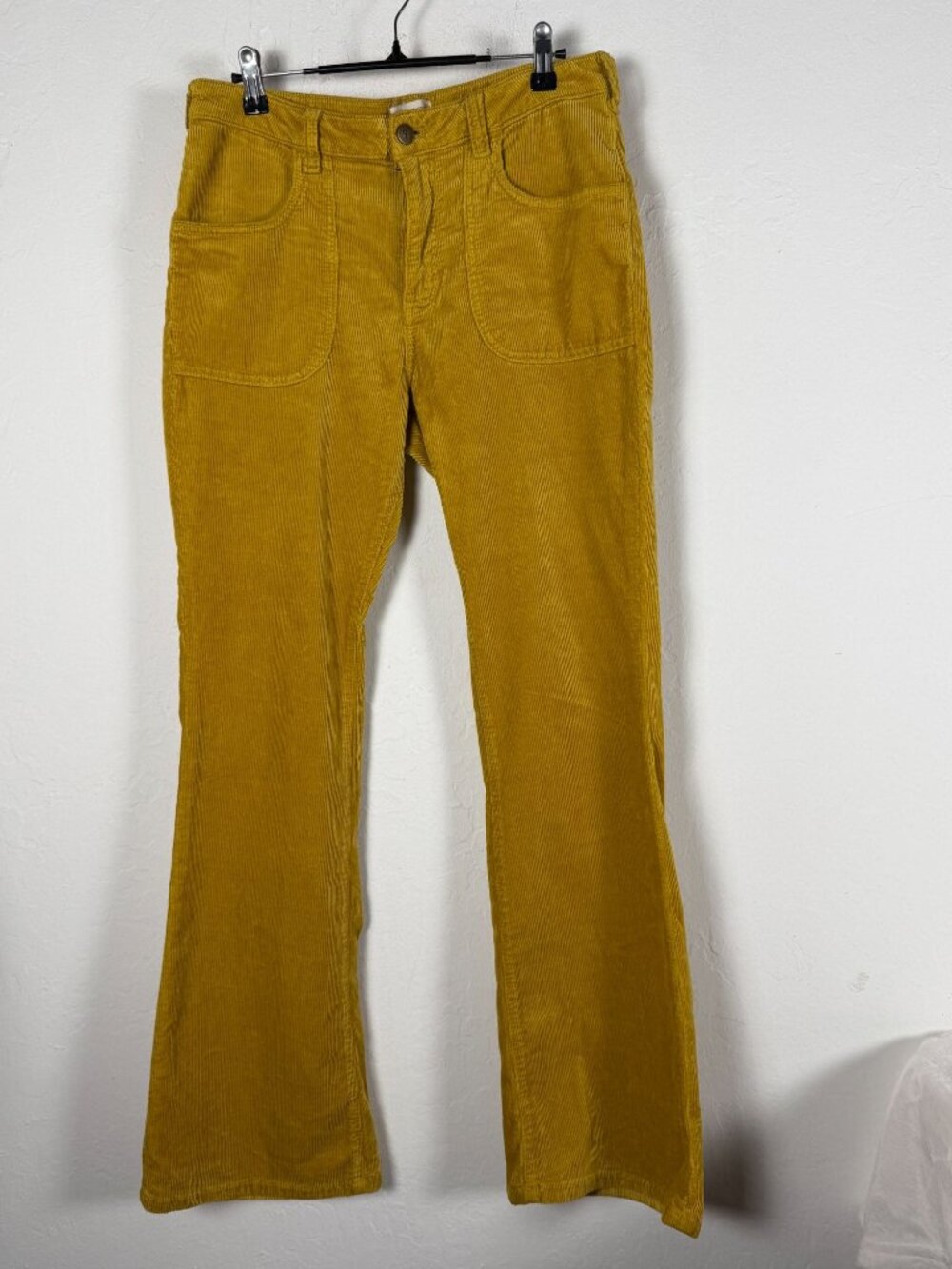 Pilcro Anthropologie Womens Mustard Yellow Corduroy Flare Pants Size 30 Stretch